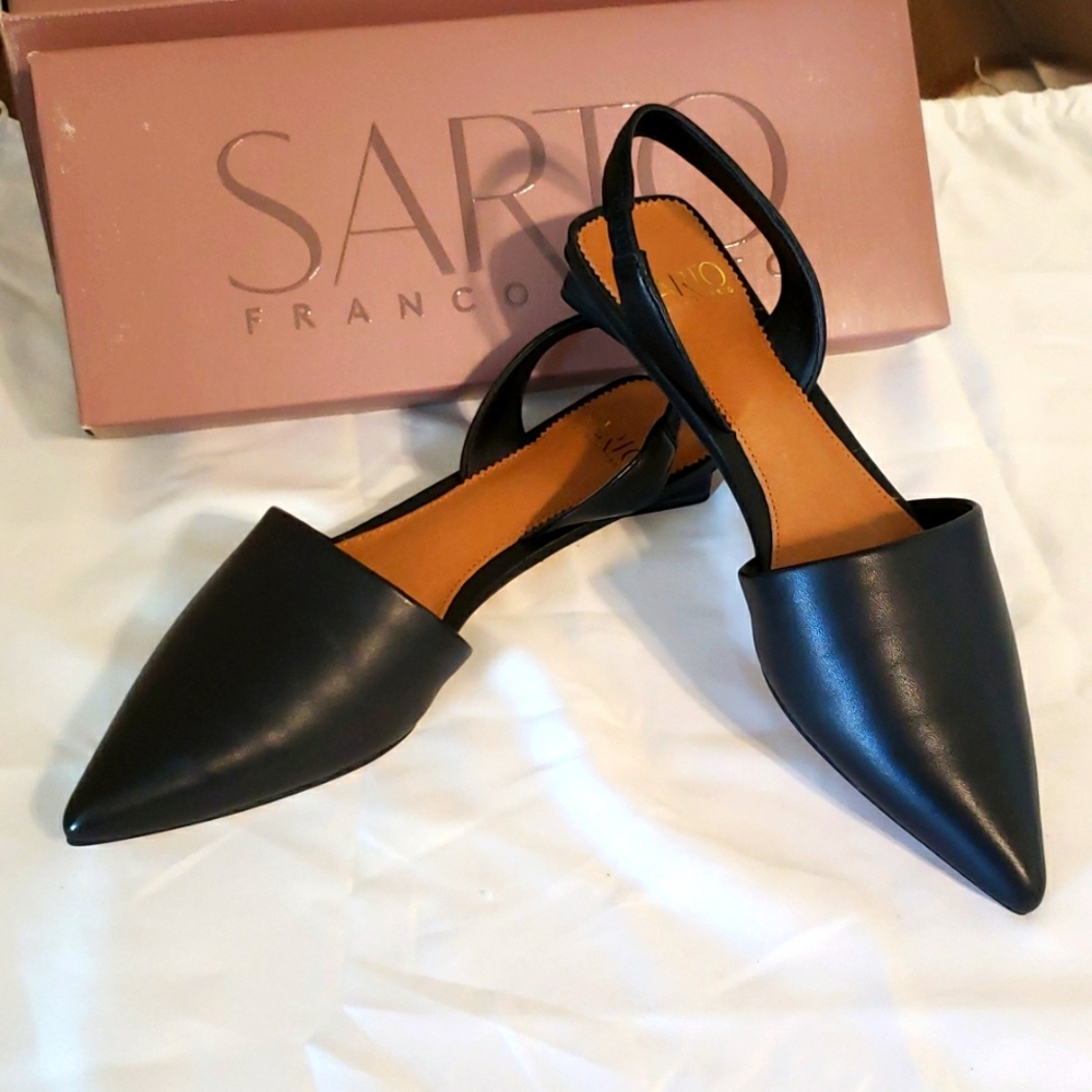 Franco Sarto Black Slingback Mule Flats 6M